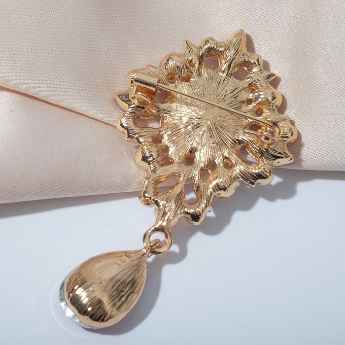 Брошь &laquo;Императрица&raquo; гамма, цвет бело-голубой в золоте