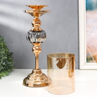 Подсвечник металл, стекло на 1 свечу "Этна" d-8 см, золото 11,5х11,5х38,5 см