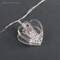 Гирлянда «Нить» 4.5 м с насадками «Прищепки-сердце», IP20, прозрачная нить, 20 LED, свечение красное, 220 В Гирлянда «Нить» 4.5 м с насадками «Прищепки-сердце», IP20, прозрачная нить, 20 LED, свечение красное, 220 В