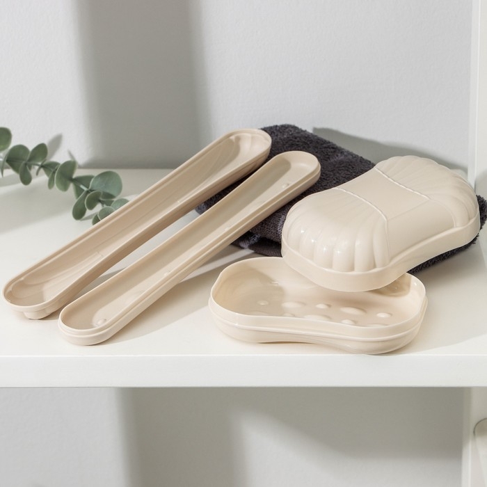 Набор &laquo;Дорожный&raquo;, 2 предмета: мыльница, футляр для зубной щетки, цвета МИКС