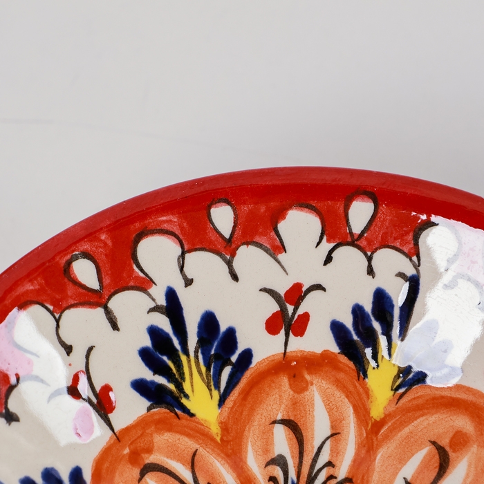 Конфетница Риштанская Керамика "Цветы", красная