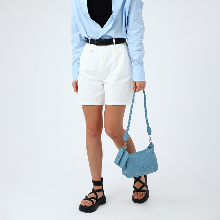 Сумка кросс-боди на молнии, цвет голубой