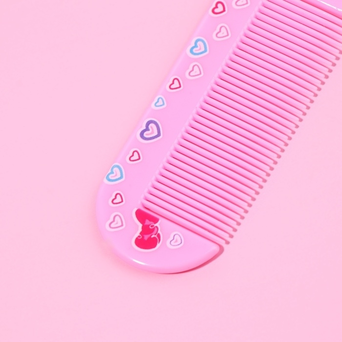 Набор с зеркалом и расчёской &laquo;Сердце&raquo;, 12 &times; 6,1 см, цвет нежно - розовый