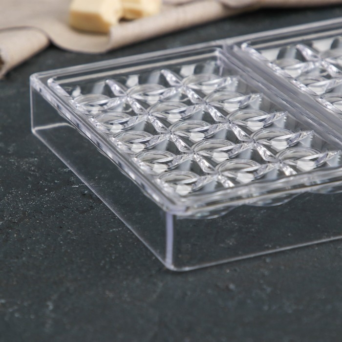 Форма для шоколада KONFINETTA &laquo;Поп-ит&raquo;, 27,5&times;17,5&times;2,5 см, 3 ячейки 5,3&times;7,5&times;0,8 см, цвет прозрачный