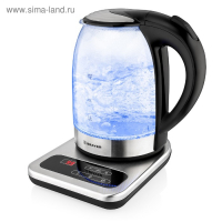 Чайник электрический BRAYER BR1003, стекло, 1.7 л, 2200 Вт, регулировка t&deg;, серебристый