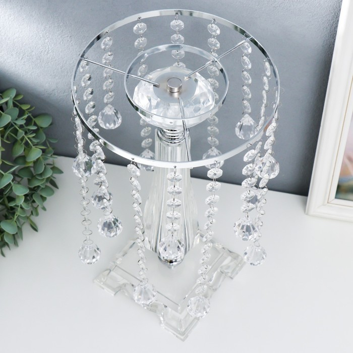 Подсвечник акрил на 1 свечу "Хрустальные капли" серебро 34х20х20 см