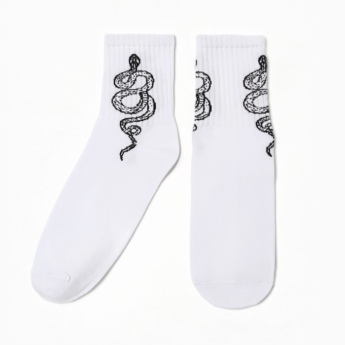 Новый год. Символ года. Змея. Носки мужские "Змея", цвет белый, р-р 27