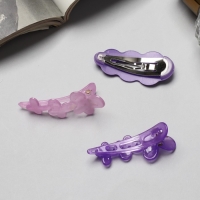 Зажим для волос «Джаннет» (набор 3 шт) 5 см, фиолетовый Зажим для волос «Джаннет» (набор 3 шт) 5 см, фиолетовый