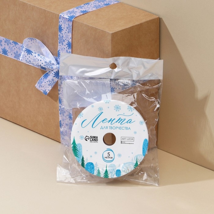 Лента атласная &laquo;Снежный хоровод&raquo;, 2 см &times; 5 м