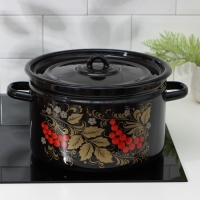 Кастрюля эмалированная &laquo;Рябина&raquo;, 7 л, цвет черный