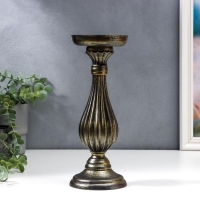 Подсвечник дерево на 1 свечу "Фердинанд" чёрный с золотой  патиной 28х10,5х10,5 см