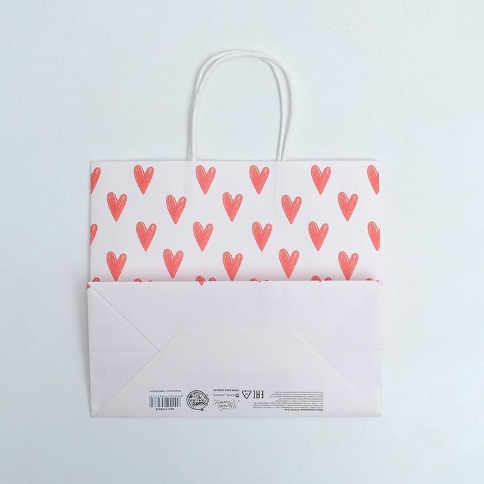 Пакет подарочный крафтовый, упаковка, &laquo;Просто люблю&raquo;, 25 х 22 х 12 см