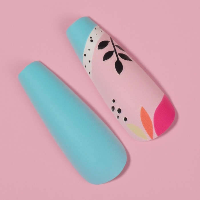 Накладные ногти &laquo;Бирюза&raquo;, 12 шт, с клеевыми пластинами, форма балерина, разноцветные