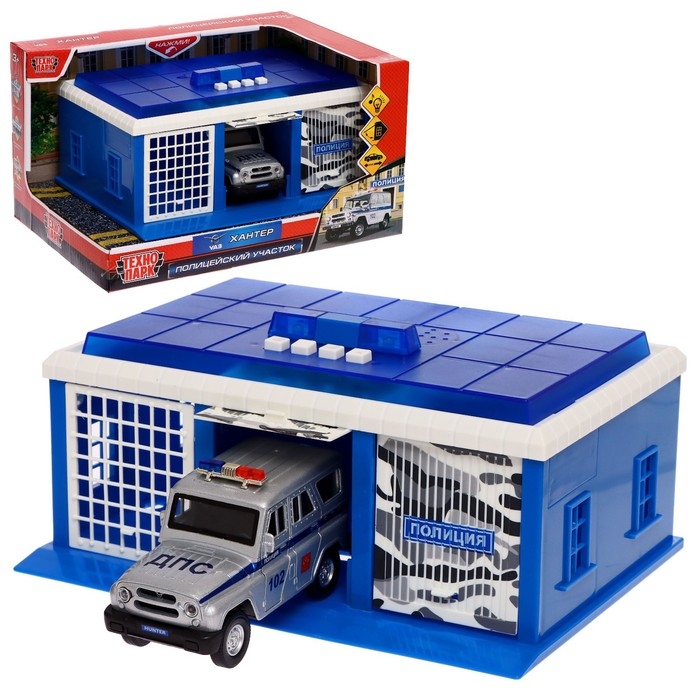 Игровой набор &laquo;Гараж полицейского участка с УАЗ Хантер&raquo;, 22 см, ворота, световые и звуковые эффекты