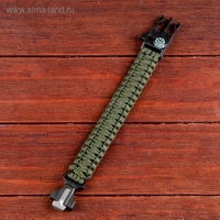 Браслет для выживания 4в1 (паракорд, компас, свисток, огниво), тёмно-зелёный, 25.5&times;2.5см, 3м