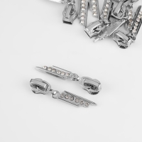 Бегунок автоматический для молнии &laquo;Спираль&raquo;, №5, декоративный &laquo;Стразы&raquo;, 10 шт, цвет никель