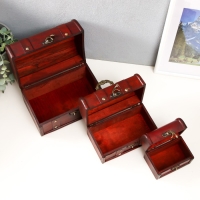 Шкатулка дерево сундучок (набор 3 шт) "Винтаж" 10,5х7,5х7,5см;17х9,5х10 см; 19,5х13х13 см