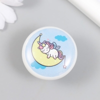 Ручка для шкатулки керамика, металл "Единорожка спит на месяце" 3,8х3,8 см