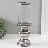 Подсвечник керамика, стекло на 1 свечу "Грация" d=7,5 см серебро 10х10х28,5 см Подсвечник керамика, стекло на 1 свечу "Грация" d=7,5 см серебро 10х10х28,5 см