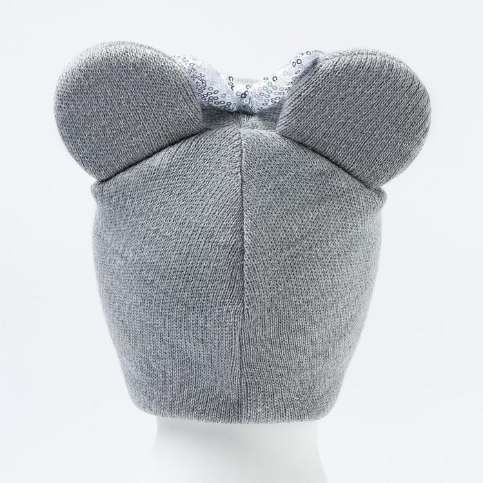 Шапка для девочки, цвет серый меланж, размер 46-50 Шапка для девочки, цвет серый меланж, размер 46-50