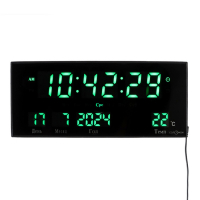 Часы электронные настенные, настольные "Соломон", с будильником, 15 х 36 см, зеленые цифры