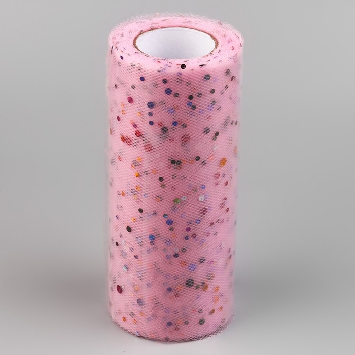 Фатин с разноцветными блёстками, 15 см, 11 &plusmn; 1 г/кв.м, 23 &plusmn; 1 м, цвет розовый №8