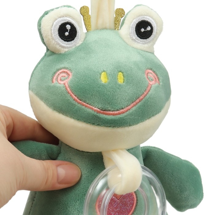 Подвеска музыкальная &laquo;Лягушастик&raquo;, заводная, с погремушкой, на кроватку, коляску, Крошка Я