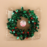 Листья на металлической проволоке, с бусинами, 21 &times; 18 мм, 5 м, цвет зелёный/красный