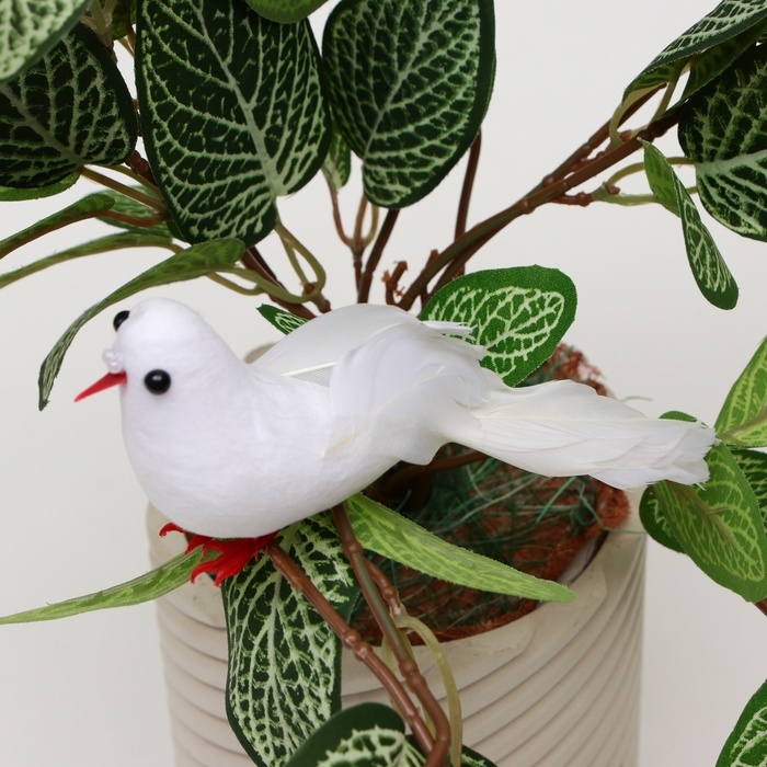 Птичка для декора и флористики, на прищепке, белая, пластиковая, 1шт., 8 х 8 см