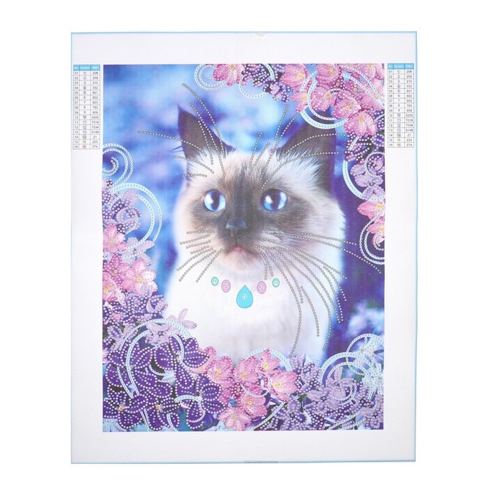 Алмазная мозаика с частичным заполнением и форменными стразами на холсте &laquo;Красивая кошечка&raquo;, 30 х 40 см