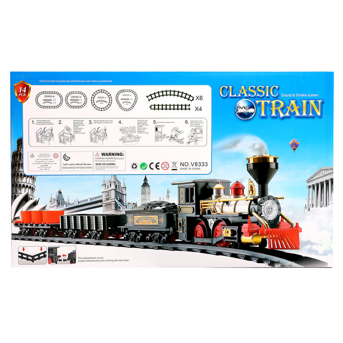 Железная дорога &laquo;Классический грузовой поезд&raquo;, с дымовыми эффектами, протяжённость пути 270 см.