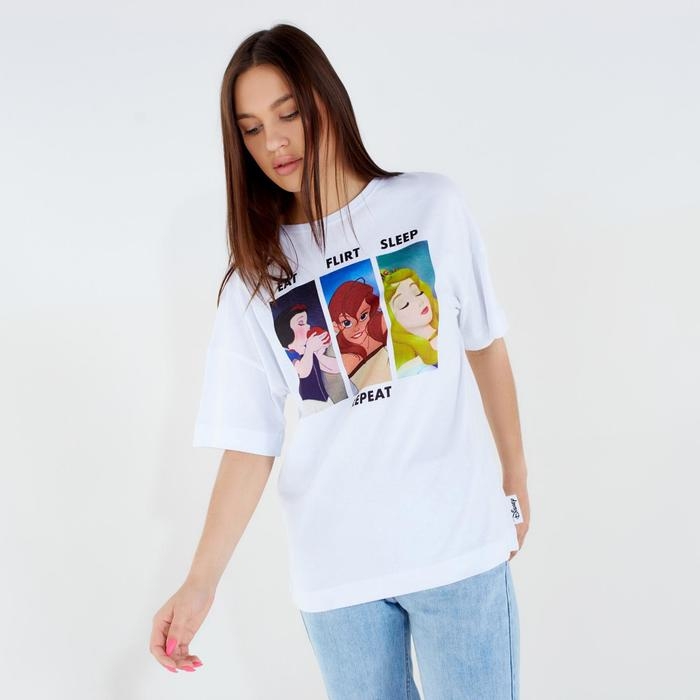 Футболка &laquo;Repeat&raquo; Принцессы oversize, цвет белый