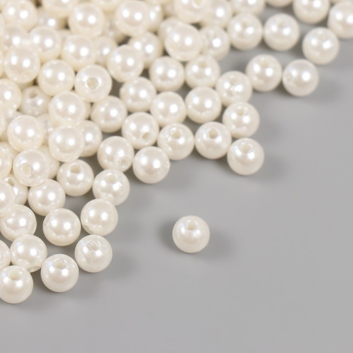 Набор бусин Набор бусин "Жемчуг" d 6 мм, 250 гр, белый
