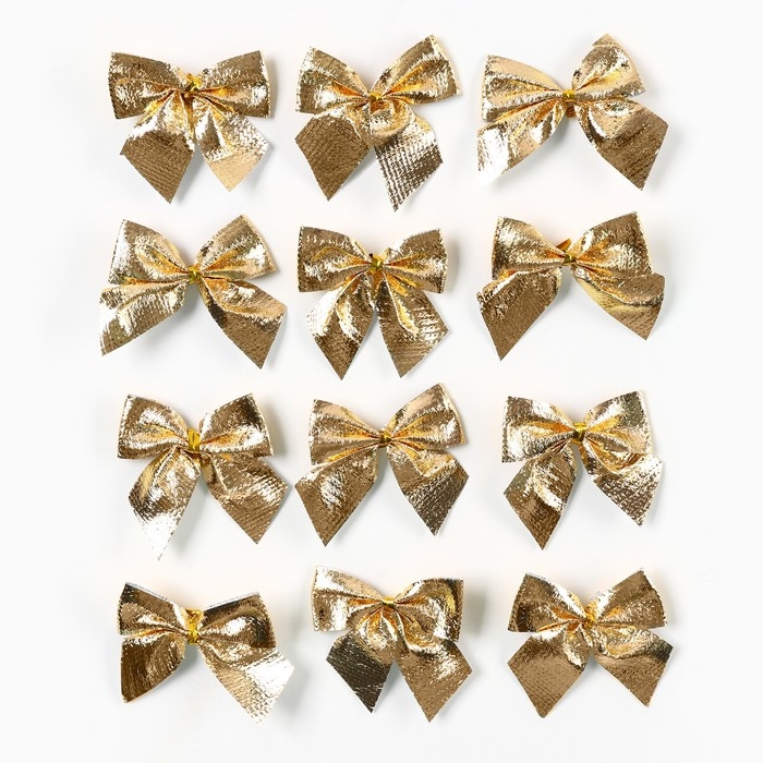 Ёлочные игрушки новогодние &laquo;Бантики&raquo;, на Новый год, цвет золотой