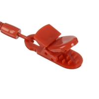 Соска - пустышка ортодонтическая, силикон, +6 мес., с держателем, цвет вишневый