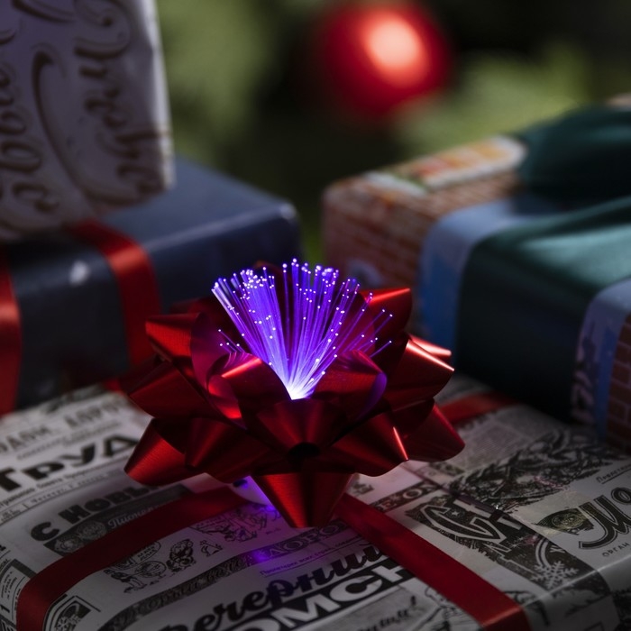 Светодиодная игрушка &laquo;Бант-звезда&raquo; 9 &times; 6 &times; 9 см, батарейки LR44х3 (в комплекте), свечение мульти, красная