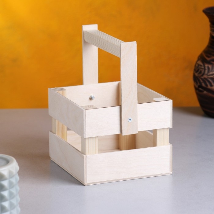 Кашпо деревянное 12&times;11&times;9 см "Однушка Лайт", двухреечное, натуральный Дарим Красиво