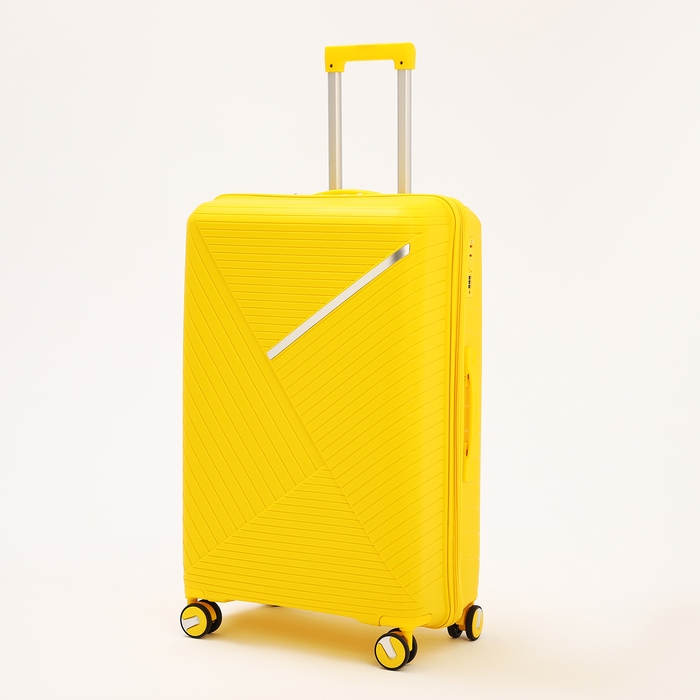 Чемодан большой 100 л (L), отдел на молнии, кодовый замок, 4 колеса, цвет жёлтый