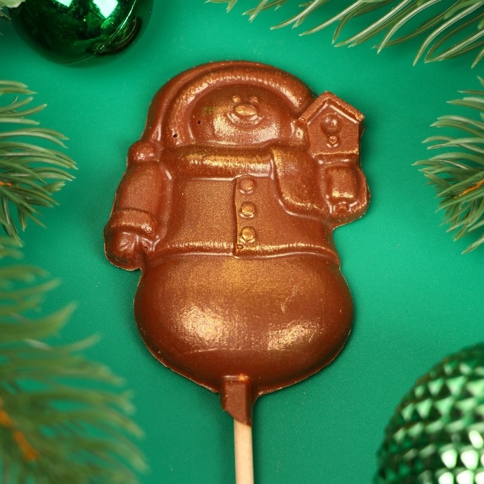 Новый год. Фигура из молочного шоколада "Снежная баба", на палочке , 20 г &plusmn; 5 %