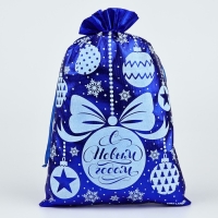 Мешочек подарочный парча «Новогодние игрушки», синий, 20 х 30 см, Новый год Мешочек подарочный парча «Новогодние игрушки», синий, 20 х 30 см, Новый год