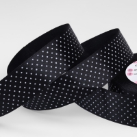 Лента атласная &laquo;Горошек&raquo;, 25 мм &times; 23 &plusmn; 1 м, цвет чёрный №039