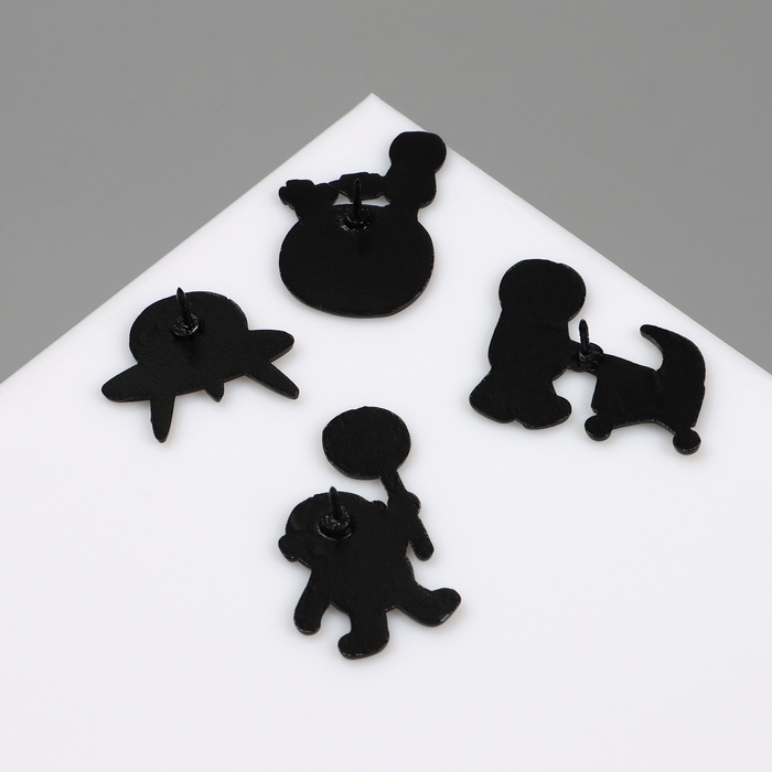 Набор значков (4шт) &laquo;Космос&raquo;, цветные в чёрном металле