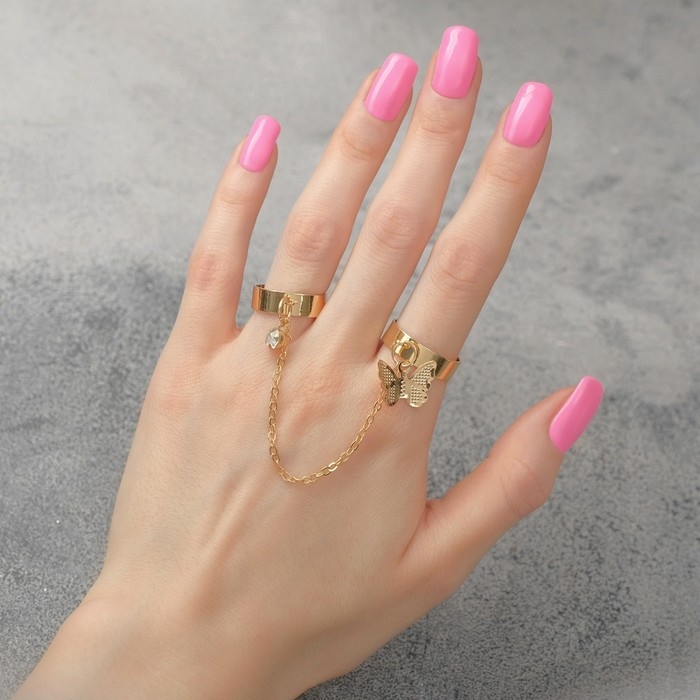 Набор колец 2 штуки «Тренд» лёгкость, цвет золото, безразмерные Набор колец 2 штуки «Тренд» лёгкость, цвет золото, безразмерные