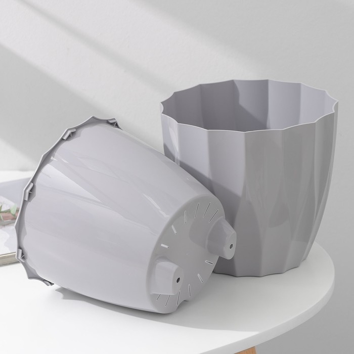 Кашпо для цветов со вставкой &laquo;Флюте&raquo;, 3 л, цвет серый