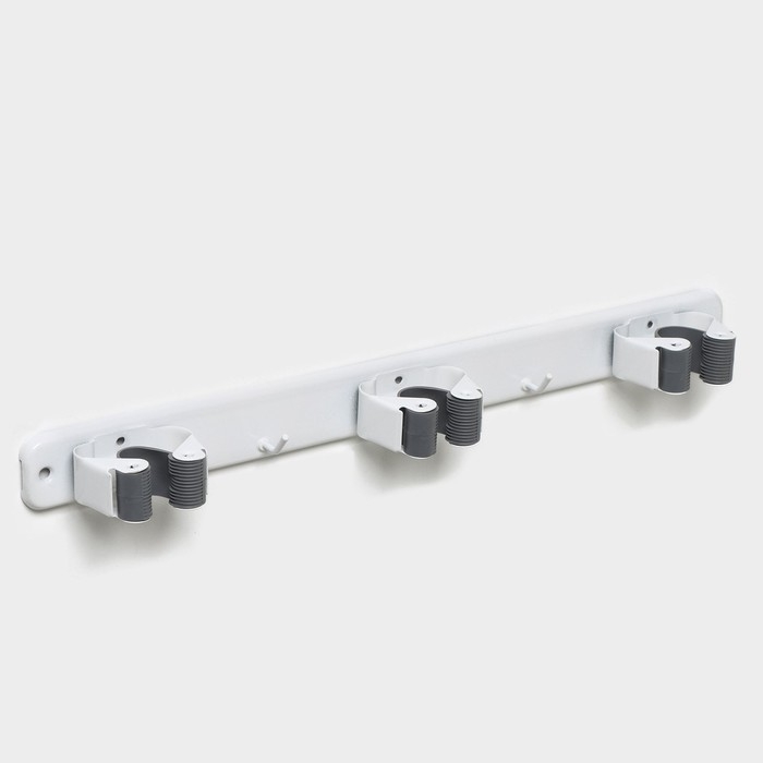 Держатель для швабр Доляна, 35&times;5&times;3 см, 3 отделения, крепление саморезы в копмлекте