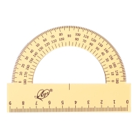 Набор чертёжный 4 предмета (линейка 15 см, угольник 30 &deg;/ 60 &deg;, 10 см; угольник 45 &deg;/ 45 &deg;, 8 см; транспортир 180 &deg;, 9 см), прозрачный оранжевый