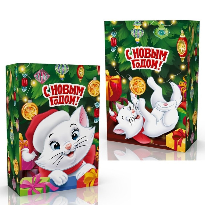 Новый год. Коробка подарочная, 16х23х7.5 см, Коты аристократы