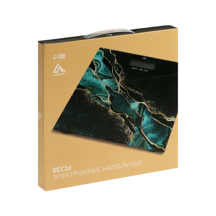 Весы напольные Luazon LVE-015 Весы напольные Luazon LVE-015 "Малахит", электронные, до 180 кг, 2хAAА (не в комплекте)