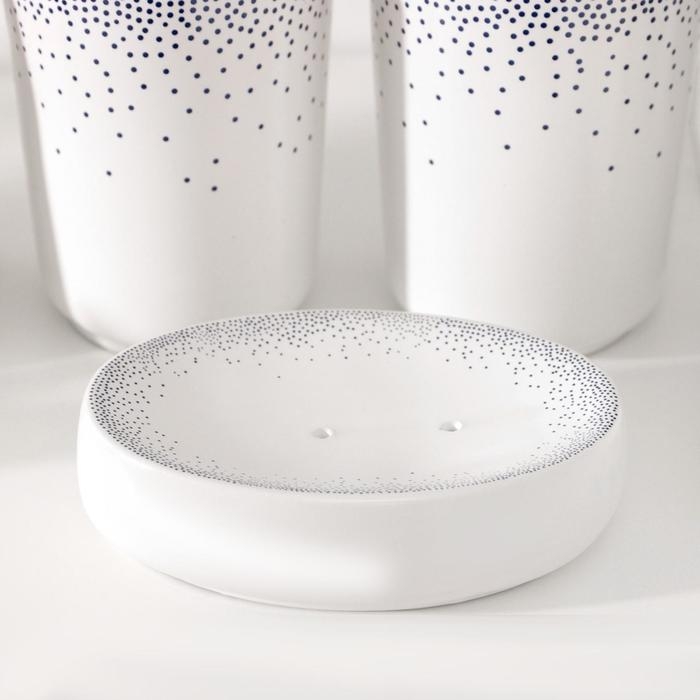 Набор аксессуаров для ванной комнаты &laquo;Брызги&raquo;, 4 предмета (дозатор 300 мл, мыльница, 2 стакана), цвет белый