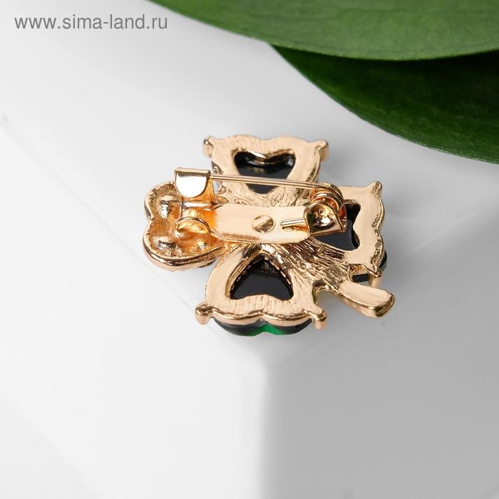 Брошь &laquo;Клевер&raquo;, цвет бело-зелёный в золоте (неделимая фасовка 12 шт., цена за шт.)